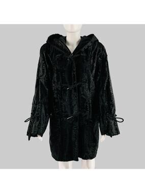 GALANOS Size M Black Hooded Coat